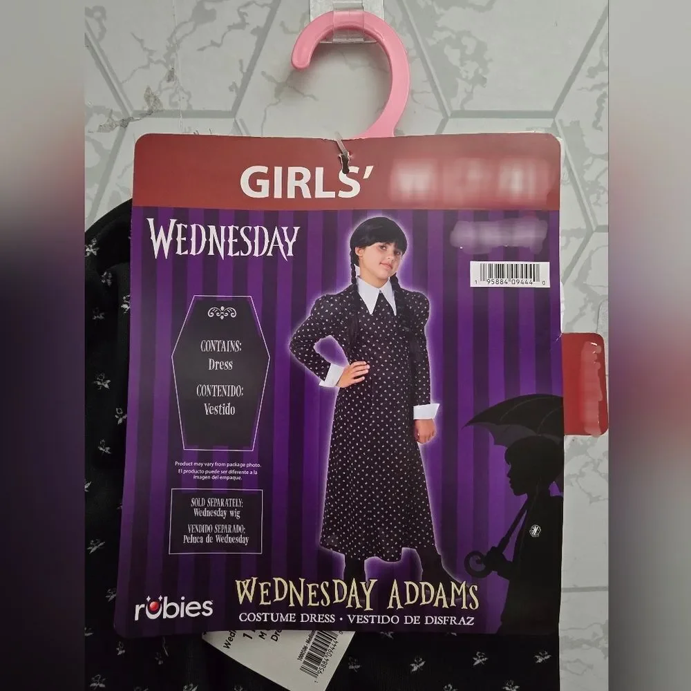 NEW Wednesday Addams Child School Uniform Dress Costume Girl's